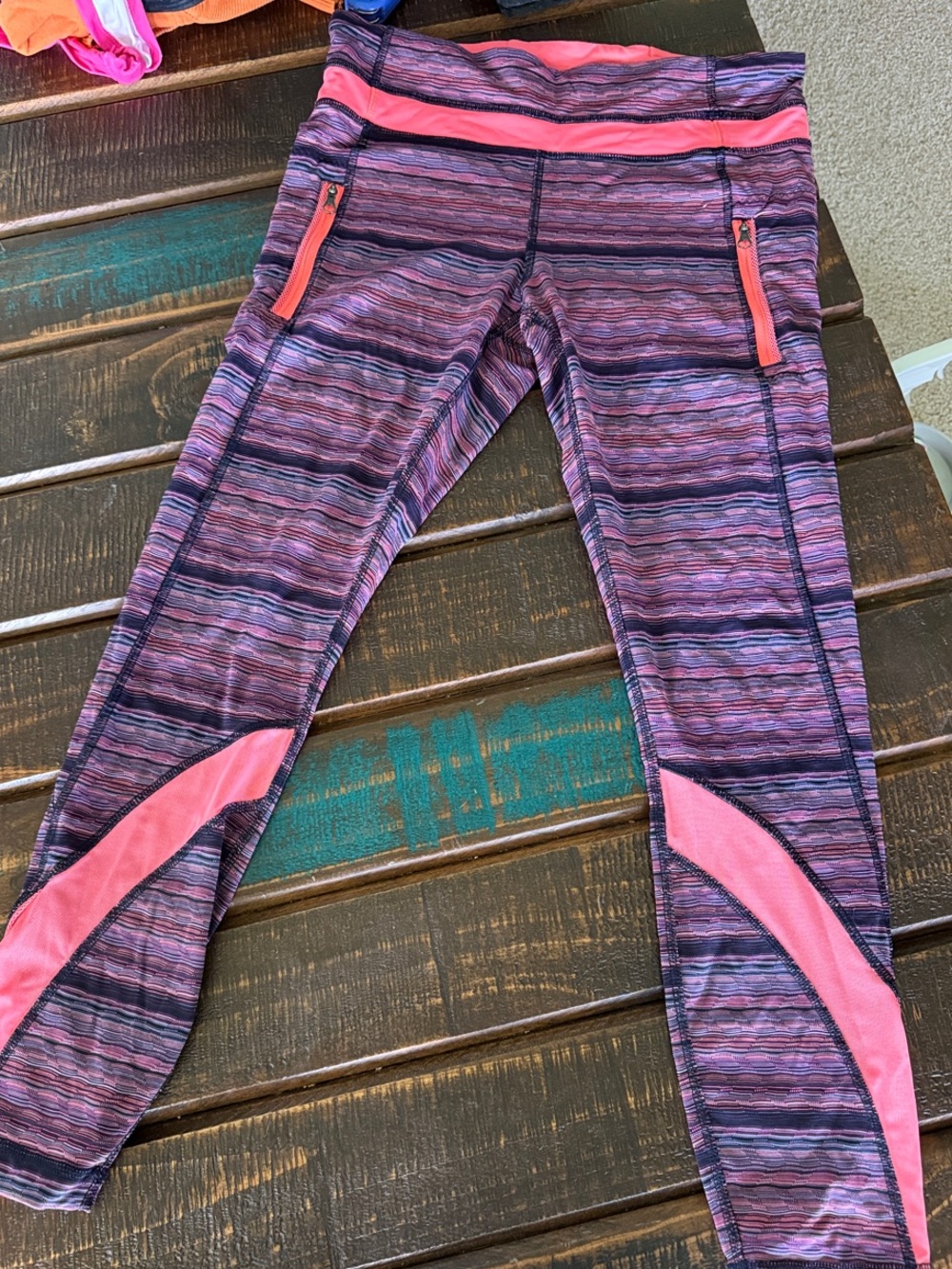 Pink & Purple Striped Active Leggings -Lululemon
